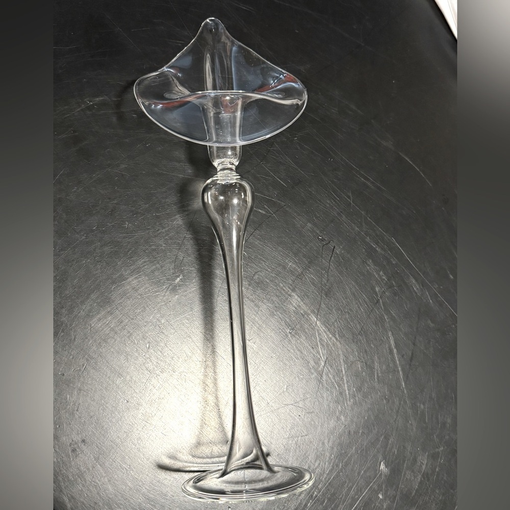 Vintage 1980's Jack in the Pulpit Hand Blown Elegant Glass Calla Lily Bud Vase